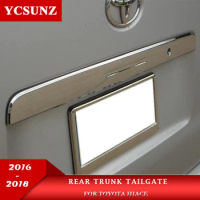 Chrome Tailgate Trunk Trim For Toyota Hiace Van Commuter Quantum 2016 2017 2018 Tail Gate With Hole Parts Ycsunz