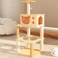 Condo Shelf Castle Tree Tower Cat Accessories Playground Wood House Condo Cat Tree Interactive Torre Para Gatos Cat Furnitures