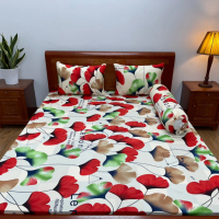 GA NỆM THUN LẠNH HÀN QUỐC BỘ 4 MÓN MẪU RAU MÁ ĐỎ Gồm 1 ga 2 vỏ nằm 1 vỏ ôm