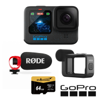 GoPro HERO12 Black 專業收音套組 (HERO12單機+RODE VideoMicroII指向性麥克風+媒體模組+64G記憶卡) 正成公司貨