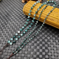天然玉石翠玉飄花圓珠掛件繩6毫米珠鏈繩飾品吊墜繩玉珠鏈玉繩子