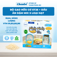 Gạo hữu cơ ST25 và dầu mix 5 loại hạt Chan Bé