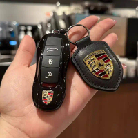 Giá đỡ móc khóa xe, vòng chìa khóa da, quà tặng cho Porsche Cayenne Panamera Macan Boxster 911 Carre