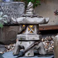 中式禪意庭院裝飾太陽能燈宮燈擺件復古戶外露臺日式花園擺設造景