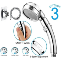 1 Set Detachable 3 Modes Setting Shower Head Handheld High Pressure Rain Water Saving Home Hotel Sprayer Bathroom Shower Head