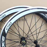 Aluminum Brake Carbon Wheels 50mm 700c Road Bike Clincher Wheelset grey logo