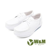 W&amp;M(女)氣墊舒適綁帶款護士鞋 娃娃鞋 女鞋-白