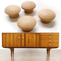6x Wooden Cupboard Cabinet Door Unlacquered Drawer Handle DIY Furniture 25-35mm