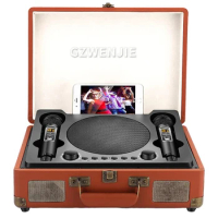 Professional Karaoke Machine Wireles Bluetooth Speaker With Dual Mic Outdoor Family KTV System 30W 7.4V High-Power Portable