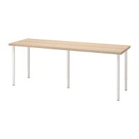 LAGKAPTEN/OLOV 書桌/工作桌, 染白橡木紋/白色, 200x60 公分