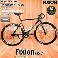 Sepeda Fixie 700C FIXION OX7, Frame Steel, Rem Torpedo, Stang Dropbar, Fixie Full Bike New White