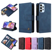 Wallet Zipper Flip Leather Phone Case For Samsung A23 F23 M23 M13 A13 LTE A33 A53 A03S A02S M02S F02 A04S Stand Cover 50pcs/Lot