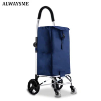 ALWAYSME Utility Shopping Cart Trolley Dolly With Bag For Shopping, Camping,Travel,4 Wheels