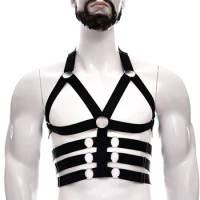 Men Body Harness Cage Gay Ring Party Nightclub Costume Hollow Fetish Elastic Erotic Performance Clothing Bondage Harness