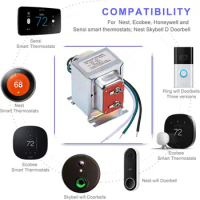 Doorbell Transformer,24V 40VA AC Power Supply Thermostat Connector Hardwired Door Chime Pro Power Adapter,For Honeywell Nest