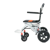 Transport Wheelchair Lightweight Foldable, with Hand Brake - Trolleys, Folding Transport Wheelchair Ultralight Portable Travel
