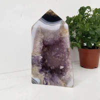 3798g NaturalAmethyst Stone Geode Crystal Tower Agate Cluster Home Room Decoration Display Amethyste Pierre Naturelle Healing
