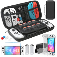 9 in 1 Storage Bag For Switch OLED Model Carrying Case Accessories Kit for Nintendo Switch OLED Model with Protective Case