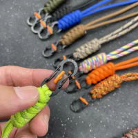 Paracord Keychain Lanyard Anti-theft 8 Word Buckle High Strength Parachute Cord Self-Defense Emergency Survival Backpack