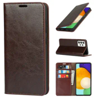 For Samsung A52 A72 A32 A52S Genuine Leather Case Folio Book Wallet Flip Cover For Samsung Galaxy A51 A71 A82 A80 A90 Etui Bags