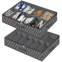 Under Bed Shoes Storage Containers Box Non-woven Foldable Storage Containers Box Shoe Organizer Space Saver for Your Closet