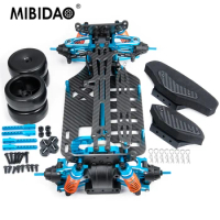 MIBIDAO Metal &amp; Carbon Fiber &amp; Plastic Wheel Rims Shock Absorbers Frame Kit for Tamiya TT01 1/10 RC Drift Car Upgrade Parts