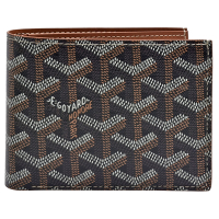 GOYARD 經典滿版LOGO手工帆布摺疊短夾(黑/棕色)