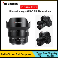 7artisans 7.5mm F3.5 APS-C DSLR SLR Fisheye Camera Manual Focus Wide angle Lens for Canon 600D SL3 EOS 90D Nikon F D7100 D750