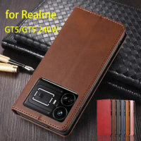 Leather Case for OPPO Realme GT5 240W / Realme GT5 Flip Case Card Holder Holster Magnetic Attraction Wallet Case Fundas Coque