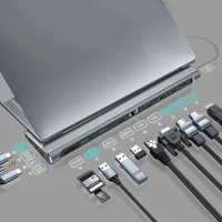 Docking Station USB C 10Gbps to Dual HDMI 4K 60HZ DisplayPort VGA Quad Monitor for Lenovo ASUS Dell HP Thunderbolt 4/3 Laptop