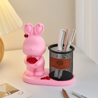 Cute Rabbit Bouquet Pen Holder Mobile Phone Holder Creative Office Desk Surface Panel Home Decorations New Year Teacher Gift