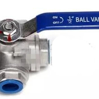 DN20 3/4" 3 Way Female BSP 304 SS Stainless Steel Type T or L Port Mountin Pad Ball Valve Vinyl Handle WOG1000
