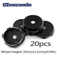 20pcs 65mm Car Wheel Center Hub Caps Bright Black Tire Rims Center Cap For Car Styling With Steel Ring High Short Dustproof ABS