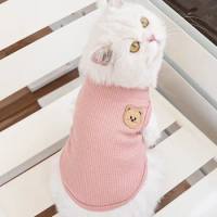 Cat Clothes Waffle Bear Pet Vest Summer Teddy Chihuahua Small Dog Two legged Clothes Cat Puppy Clothes Pet Costume
