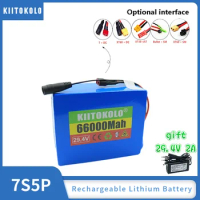 29.4V 7s5p 66000mah 18650 Rechargeable Li-Ion Battery Pack for Wheelchair Electric Bike High Power with BMS + 29.4V 2A Charger