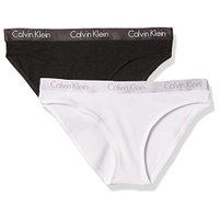 Calvin Klein 女棉質彈性比基尼內褲二件裝(黑色/白色系)
