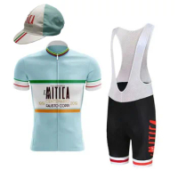 Retro Team Cycling Jersey Set Maillot Ciclismo Hombre Bike Wear Jersey Bib Shorts Breathable Gel Pad Cycling Clothing MTB