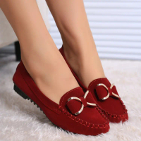 Spring Peas Shoes Flat-Heeled Flat Shoes Casual Pumps Bowknot Women's Shoes Driving Work Shoes