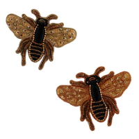 Embroidery Beaded Bee Applique Sew on Patch for Bags Shoes Badge DIY Clothing Decorated 5 pieces