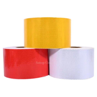 Waterproof White Red Yellow Fluorescent Reflective Tape 4Inch High Visibility Warning Safety Adhesive Car Reflector Sticker 50M