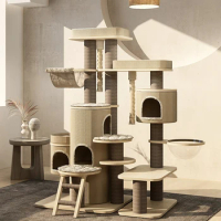 Luxury Cat Climbing Frame Castle Series Cat Tree &amp; Solid Wood Large Cat House Paradise Space Capsule