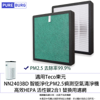 【PUREBURG】適用Teco東元NN2403BD NN-2403BD NN2403空氣清淨機 副廠高效活性碳HEPA濾網