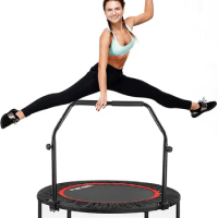 40" Folding Mini Trampoline for Kids Fitness Rebounder with Adjustable Foam Handle Indoor foldable trampolin for Kids and Adults