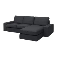 KIVIK 三人座沙發附躺椅, tresund 碳黑色, 280x163x83 公分