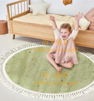臥室可機洗圓形地毯兒童椅子墊毛絨長方形客廳地墊綠色法式衣帽間地墊【雲木雜貨】
