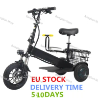 Adult Portable Mini Folding electric tricycle,parent-child scooter,3 Wheel waterproof Electric Scooter with basket13AH 500W 30KM