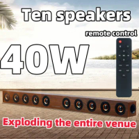 Wooden wireless Bluetooth 40W Ten horn sound home theater echo wall sound with built-in DSP chip TV computer speaker 3D stereo