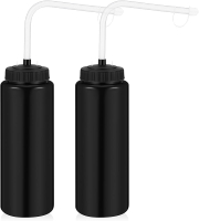 Domensi 2 Pack 1 Liter Sports Water Bottle with Long Straw Hockey Lacrosse Water Bottle with Straw B