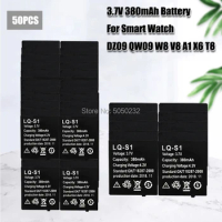 50PCS LQ-S1 3.7V 380mAh Smartwatch Battery LQ-S1 Rechargeable Li-ion Polymer Battery for DZ09 QW09 W8 A1 V8 X6 Smart Watch