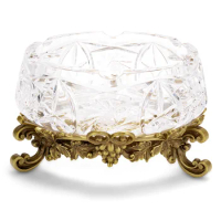 Crystal Round Ashtray Nordic Premium Luxurious Decorative Smoking Accessories Detachable Copper Base Suitable For Gift